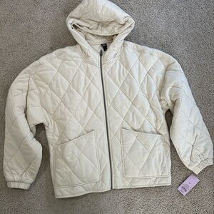 Wild Fable Quilted Hooded Puffer Jacket - Cream